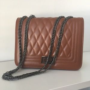 Quilted Cross Body Handbag (Brown)